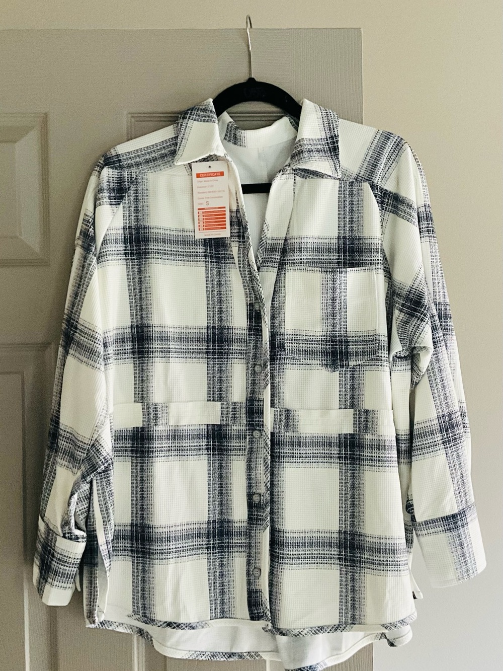 Plaid Button-Down Shirt - White & Black